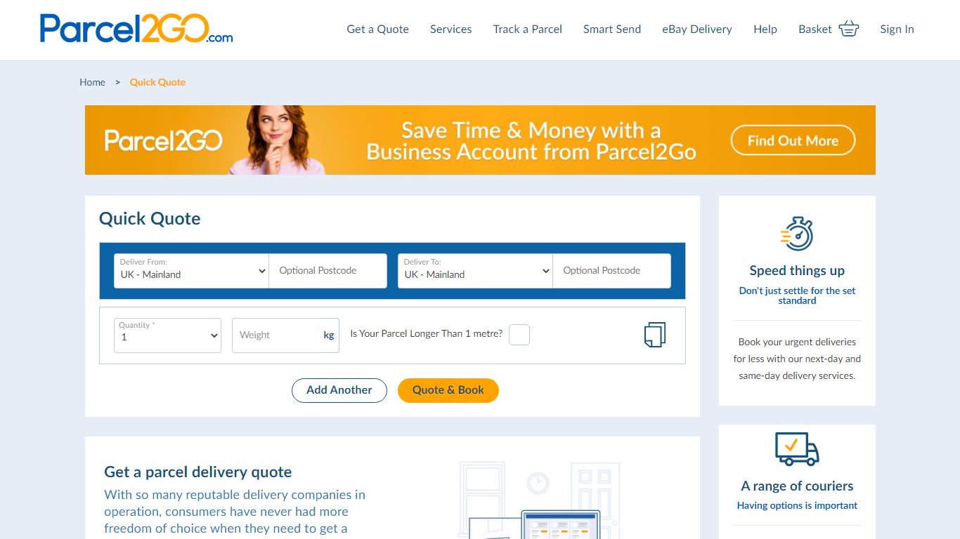 Send a Parcel | Parcel Delivery Quote | Courier Quotes | Parcel2Go